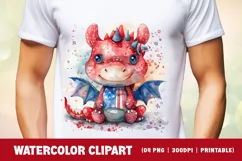 Patriotic dragon 4th of July Watercolor clipart Product Image 2