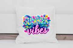 Summer Vibes Neon Tropical Flower Clipart PNG Product Image 2