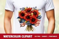 Patriotic floral bouquet 4th of July Watercolor clipart Product Image 2