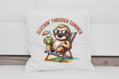 Slothin Through Summer Relaxing Beach Clipart PNG Product Image 2