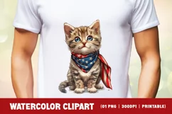 Patriotic cat 4th of July Watercolor clipart Product Image 2