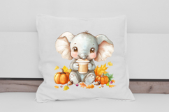 Baby Giraffe with Pumpkins Clipart Product Image 2
