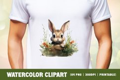 Watercolor Floral Bunny Clipart Sublimation Product Image 2