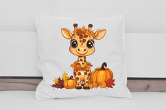 Fall Giraffe with Pumpkins Clipart Product Image 2
