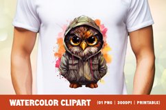 Watercolor Grumpy Owl Clipart Sublimation Product Image 2