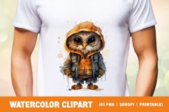 Watercolor Grumpy Owl Clipart Sublimation Product Image 2