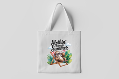 Cute Slothin Through Summer Clipart with Tropical Leaves PNG Product Image 3
