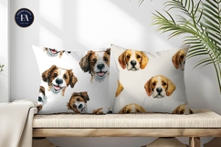 Watercolor Dog Face Emoji Seamless Pattern Digital Paper Product Image 2