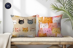 Seamless Watercolor Cat Emoji Face Art Digital Paper Product Image 2