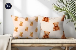 Cute Watercolor Teddy Bear Emoji Pattern Digital Paper Product Image 2