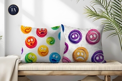 Dizzy Face Emoji Watercolor Seamless Pattern Digital Paper Product Image 2