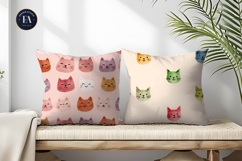 Cat Face Emoji Watercolor Seamless Cute Digital Paper Product Image 2