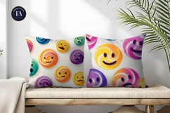 Watercolor Dizzy Face Emoji Seamless Pattern Digital Paper Product Image 2