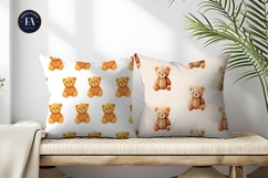 Seamless Watercolor Teddy Bear Emoji Art Digital Paper Product Image 2