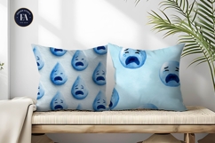 Seamless Watercolor Crying Face Emoji Art Digital Paper Product Image 2