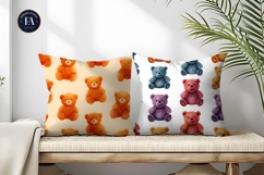 Teddy Bear Emoji Watercolor Seamless Cute Digital Paper Product Image 2
