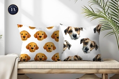 Watercolor Dog Face Emoji Seamless Pattern Digital Paper Product Image 2