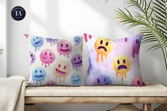 Surreal Watercolor Melting Face Emoji Digital Paper Product Image 2