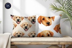 Cute Watercolor Dog Face Emoji Pattern Digital Paper Product Image 2