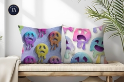 Watercolor Melting Face Emoji Seamless Art Digital Paper Product Image 2