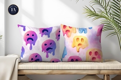 Watercolor Surreal Melting Emoji Face Pattern Digital Paper Product Image 2