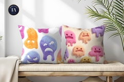 Surreal Melting Watercolor Face Emoji Seamless Digital Paper Product Image 2