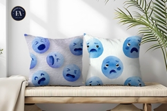 Watercolor Crying Face Emoji Seamless Art Digital Paper Product Image 2