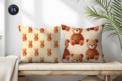 Teddy Bear Watercolor Emoji Seamless Pattern Digital Paper Product Image 2