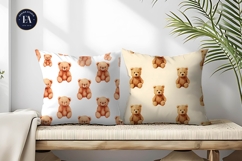 Watercolor Cute Teddy Bear Emoji Pattern Digital Paper Product Image 2