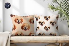 Cute Watercolor Dog Face Emoji Pattern Digital Paper Product Image 2