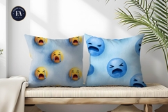 Watercolor Sad Crying Emoji Face Pattern Digital Paper Product Image 2