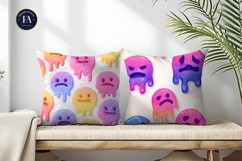 Melting Emoji Face Surreal Watercolor Seamless Digital Paper Product Image 2