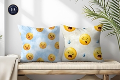 Watercolor Sneezing Emoji Face Seamless Digital Paper Product Image 2