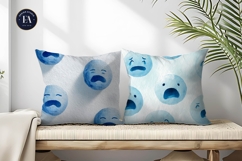 Loudly Crying Face Emoji Watercolor Seamless Digital Paper Product Image 2