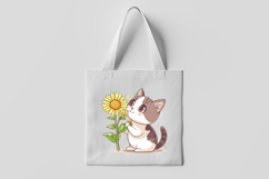 Cute Cat with Sunflower Clipart Product Image 3