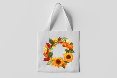Sunflower Pumpkin Autumn Wreath Clipart Product Image 3