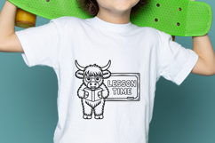 Cute School Highland Cow SVG PNG Product Image 3