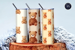 Teddy Bear Watercolor Emoji Seamless Pattern Digital Paper Product Image 3