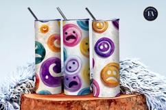 Seamless Dizzy Face Emoji Watercolor Art Digital Paper Product Image 3