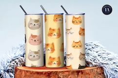 Cat Emoji Face Watercolor Seamless Pattern Digital Paper Product Image 3