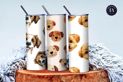 Watercolor Dog Face Emoji Seamless Pattern Digital Paper Product Image 3