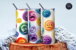 Watercolor Dizzy Face Emoji Seamless Pattern Digital Paper Product Image 3