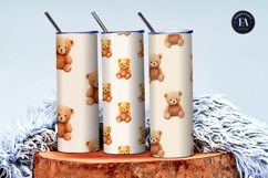 Cute Watercolor Teddy Bear Emoji Pattern Digital Paper Product Image 3