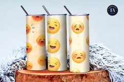 Seamless Watercolor Sneezing Emoji Face Digital Paper Product Image 3