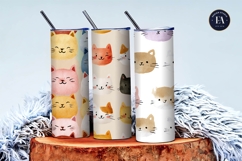 Watercolor Cat Face Emoji Seamless Pattern Digital Paper Product Image 3