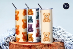 Teddy Bear Emoji Watercolor Seamless Cute Digital Paper Product Image 3