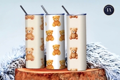 Seamless Watercolor Teddy Bear Emoji Art Digital Paper Product Image 3