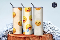 Watercolor Seamless Sneezing Emoji Face Digital Paper Product Image 3