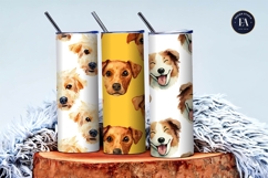 Watercolor Cute Dog Emoji Pattern Seamless Digital Paper Product Image 3