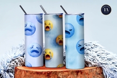 Watercolor Sad Crying Emoji Face Pattern Digital Paper Product Image 3